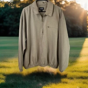 Mens Ashworth Beige Striped Quarter Zip Pullover Golf Jacket Size XL - Picture 1 of 6