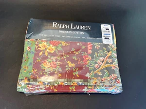 RARE! NOS Ralph Lauren DARBY SUEDED COTTON Patchwork Floral Full Flat Sheet! - Picture 1 of 9