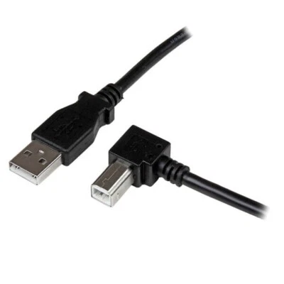 USB 2.0 Cable USB-A to 90° Right Angle USB-B 6 Foot Black, StarTech (2m/6ft) - Image 1 of 4