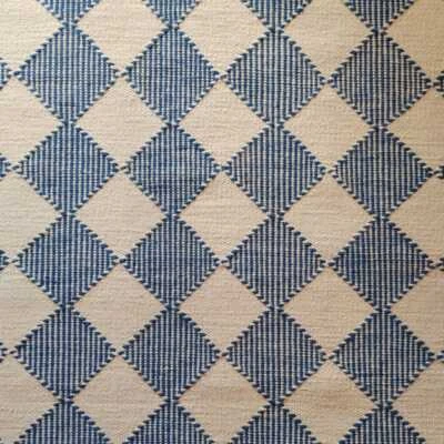 Scandinavian Blue Wool Handmade Rug Kilim Custom Size Living Room Blue Boho Rug - Image 1 of 4