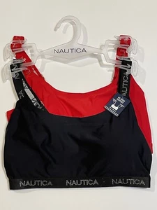 Sujetador deportivo Nautica sin presentación soporte correa ajustable salón bralette rojo negro 2 piezas S - Imagen 1 de 2