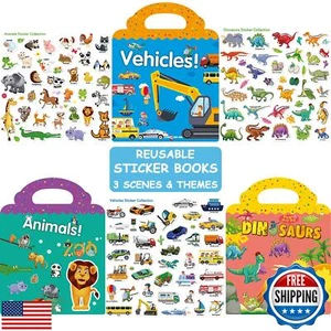 ZAKVOOR 3 Sets Reusable Sticker Books for Kids Toddlers Window Clings Educati - Picture 1 of 5