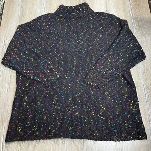 Vintage Jacque and KoKo Mohair Sweater Dress Size 26/28 Speckled Black Rollneck - Picture 1 of 11