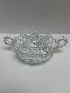 Antike frühe amerikanische Pressglas EAPG NUCUT Doppelgriff Windelschale Schönheit - Bild 1 von 12