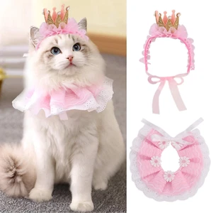 Bandana, Princess Costumes Cute Lace Crown Accessories for Cats Small Dogs, Pink - Picture 1 of 1