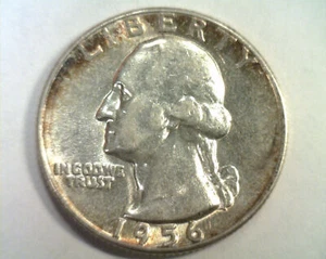 Washington Quarter 1956 elección sobre ch. sin circular BONITO ORIGINAL TONIFICADO AU - Imagen 1 de 2