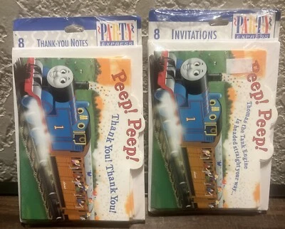 LOT-Thomas the Train Birthday Invitations & ThankYou Notes W/ Envelopes-8 Each￼ - Image 1 of 4