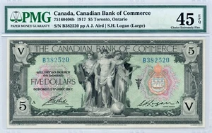 1917 $5 Canadian Bank of Commerce - Choice Extremely Fine, PMG EF 45 EPQ - Picture 1 of 2