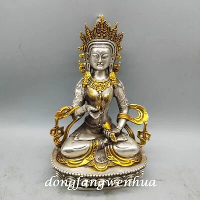 Tibet Silver White Copper Gilt Buddhism Vajradhara Vajrabhairava Goddess Statue - Image 1 of 4