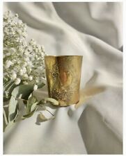 20TH CENTURY CUP SOLID HOLDER DECORATIVE BRASS ENGRAVED ETCHED VINTAGE HAND 