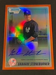 2010 Bowman Chrome Graham Stoneburner ORANGE Refractor AUTO 19/25 Yankees BCP208 - Picture 1 of 2