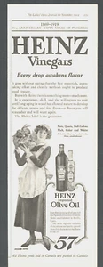 1919 HEINZ Vinegar olive oil PRINT AD cooking salad vegetables maid kitchen - Picture 1 of 1