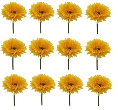 12er Set künstliche Gerbera gelb H. 60cm mit fülliger Blüte D. 10cm GASPER - Bild 1 von 3
