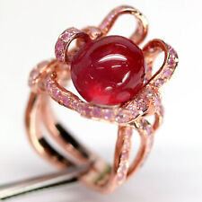 11 mm. RED RUBY & PINK SAPPHIRE RING 925 STERLING SILVER