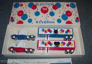 ELECTION 1992 BUSH CLINTON TRACTOR & TRAILER SET WINROSS TRUCK - Picture 1 of 3