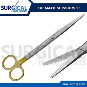 Tijeras de disección rectas de acero inoxidable de 9,00" grado alemán T/C Mayo - Imagen 1 de 8