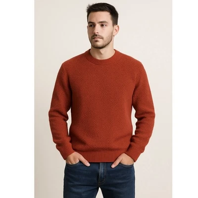 Barneys New York Mens Merino Wool Crewneck Sweater Burnt Red Sz M Made In Italy - Image 1 of 4
