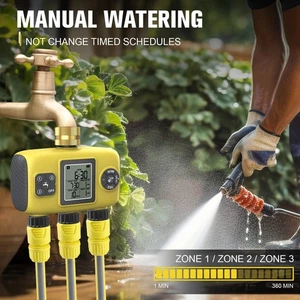 Water Timer Irrigation System With 3 Outlets For Garden Programmable YUSO - Picture 1 of 19