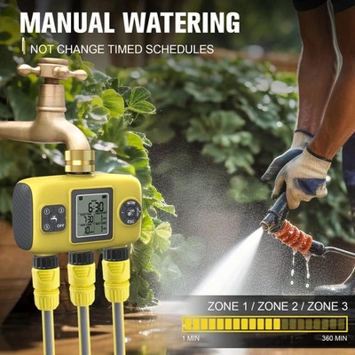 Water Timer Irrigation System With 3 Outlets For Garden Programmable YUSO - Image 1 of 4