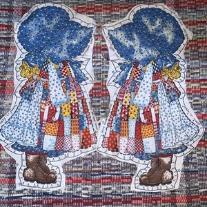 Bambola vintage Holly Hobbie blu cofano taglio e cucito pannello tessuto saluti americani - Foto 1 di 4
