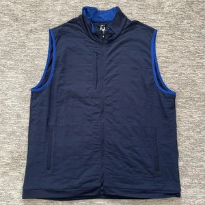 FootJoy Vest Mens Size Large Blue Sleeveless Golf Full Zip Fleece Lined Quilted - Picture 1 of 10
