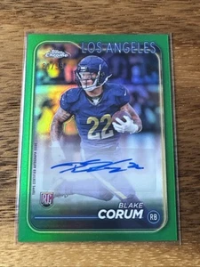 2024 Topps Chrome Blake Corum Green Refractor Rookie Auto /99 Los Angeles Rams - Picture 1 of 2