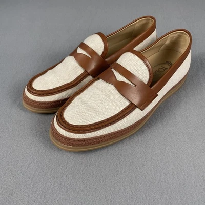 Tod’s Gommino Driving Shoes Mens Two Tone Canvas Leather Bubble Size US 9 Italy - Image 1 of 4