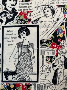 Fabric RARE "Housework Whenever!" Sharon Yenter In The Beginning 2009 25 x 44” W - Picture 1 of 9