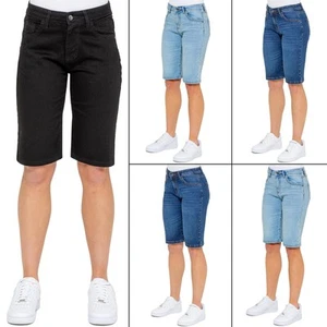 Womens Enzo Long Shorts Stretch Denim 5 Pocket Casual Summer Half Pant - Picture 1 of 25