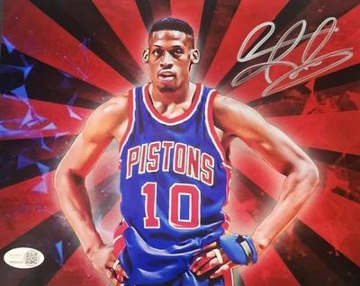 Dennis Rodman Signed METALLIC Photo 8x10  NWO Bulls Worm Autograph HOF JSA HOGAN - Image 1 of 3