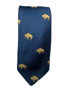 Corbata vintage Kleinhans azul marino y amarillo búfalo - Imagen 1 de 4