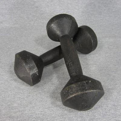 Pesas mancuernas vintage de hierro fundido de 5 lb Foto 1 de 4