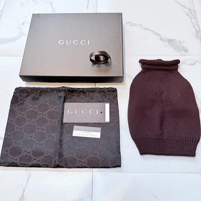 Gucci Dog Knit Wool Sweater Dog Wear Brown Small Dog W/Box Pouch Unused - Image 1 of 4