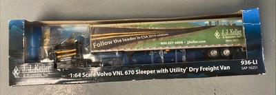 J.J. Keller 1:64 Volvo VNL 670 dormitorio con furgoneta utilitaria de carga seca Foto 1 de 4