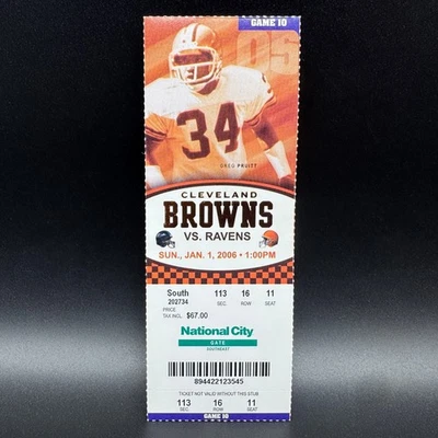 2006 CLEVELAND BROWNS  VS BALTIMORE RAVENS TICKET STUB *DEION SANDERS FINAL GAME - Image 1 of 2