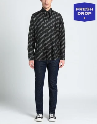 RRP€1100 FENDI ROMA Silk Button-Up Shirt Size 39 M O'lock Chain Made in Italy - Image 1 of 4