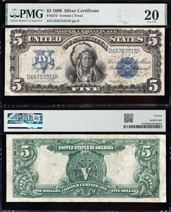 VERY NICE Bold & Crisp VF 1899 $5 "INDIAN CHIEF" Silver Certificate PMG 20! 3316 - Picture 1 of 3