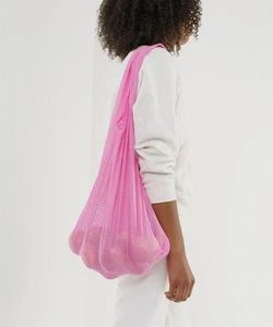 BAGGU Eco Bag Mesh Shopping Bag Recycled Polyester Pink Used - Picture 1 of 5