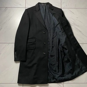 GUCCI Wool Chester Coat Black GG Lining 46R Switzerland Made Vintage - Picture 1 of 9