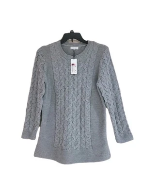 New Calvin Klein Women's Gray Pullover Sweater Tunic Length Sz L - Image 1 of 4