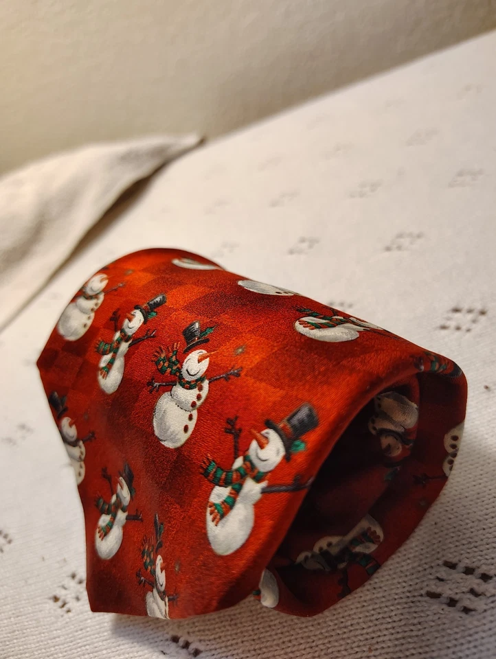 Corbata Muñeco de Nieve Navidad Hombres Rojo Seda Cuello Corbata Sello 59L x 3.75W Informal Fiesta Foto 1 de 4