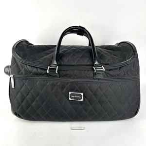 Vera Bradley Rolling Duffle Bag Solid Black Quilted Carry On Suitcase 20” Handle - Picture 1 of 18