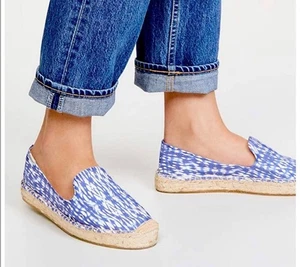 ALPARGATA PLATAFORMA SOLUDOS Flats 9 SHIBORI Azul Lona Ikat Nueva en Caja - Imagen 1 de 5