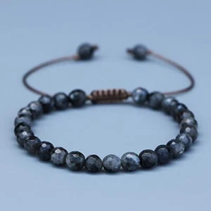 Natural Labradorite Beads Bracelet Gemstone Healing Crystal Bracelet Men’s Gift - Picture 1 of 4