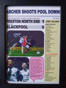 Preston North End 1 Blackpool 0 - 2022 Championship - framed print - Picture 1 of 2