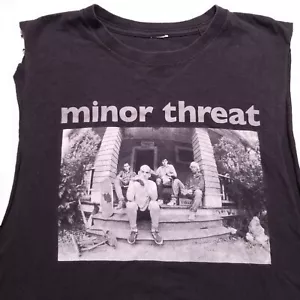 Vintage Y2K Minor Threat T Shirt Cut Off Sleeves Sz L Salad Days Punk Rock Band - Picture 1 of 11