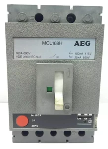 AEG MCL168H 3 POLE CIRCUIT BREAKER 160 AMPS 100KA 415V 25KA 690V - Picture 1 of 8