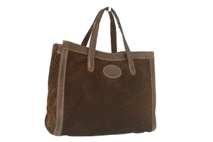 Authentic GUCCI Suade Leather Brown Hand Bag Tote Hand Bag Purse Italy Used - Picture 1 of 24