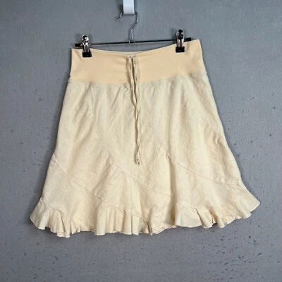 Falda Kimchi Azul Crema Mezcla de Lino Volantes Dobladillo Cordón Cintura Mujer Pequeña Foto 1 de 4