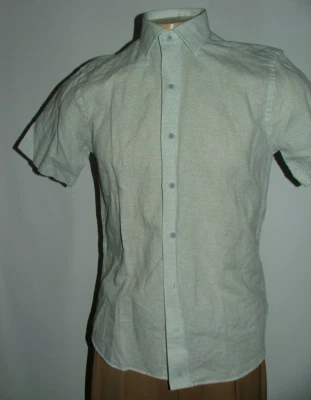 NEW WOT DAVID DONAHUE CASUAL SHIRT SIZE S  LINEN COTTON GREEN BLUE FLORAL #535 - Image 1 of 4